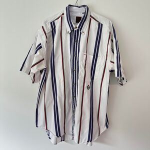 Vintage 90s Ruff Sailing Embroidered Logo Striped Colorblock Polo Rugby Shirt L